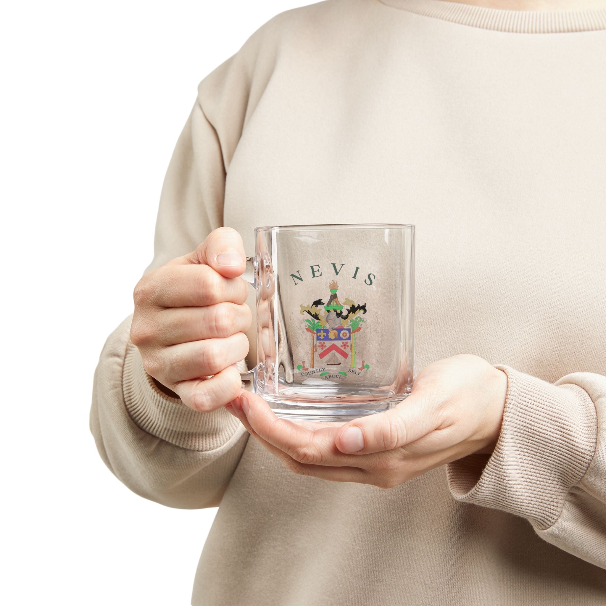 Nevis Heritage Coat Of Arms Glass Mug