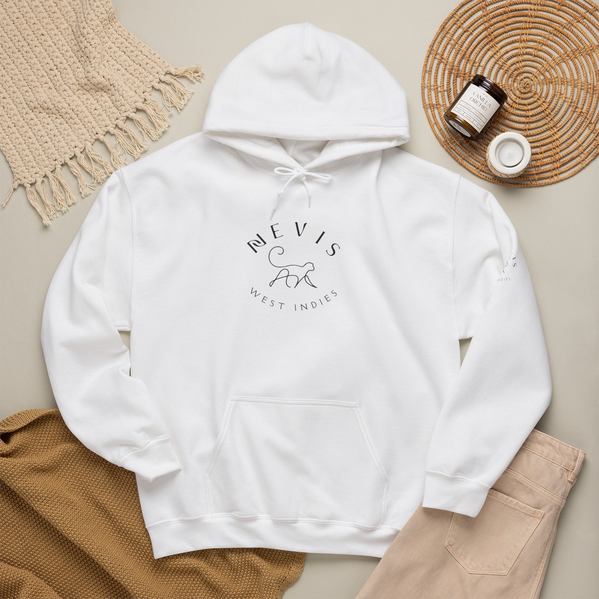 Line-Art Monkey Pullover Hooded Sweatshirt