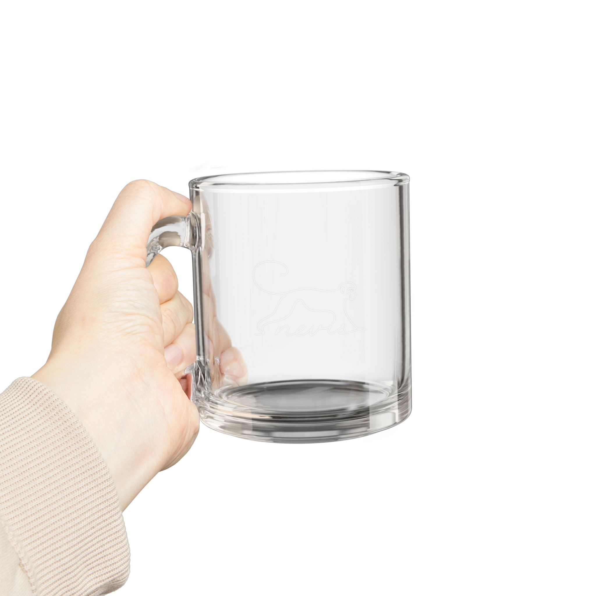 Nevis Monkey Line Art Engraved Glass Mug