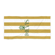 Nevis Logo Beach Towel — Gold Striped