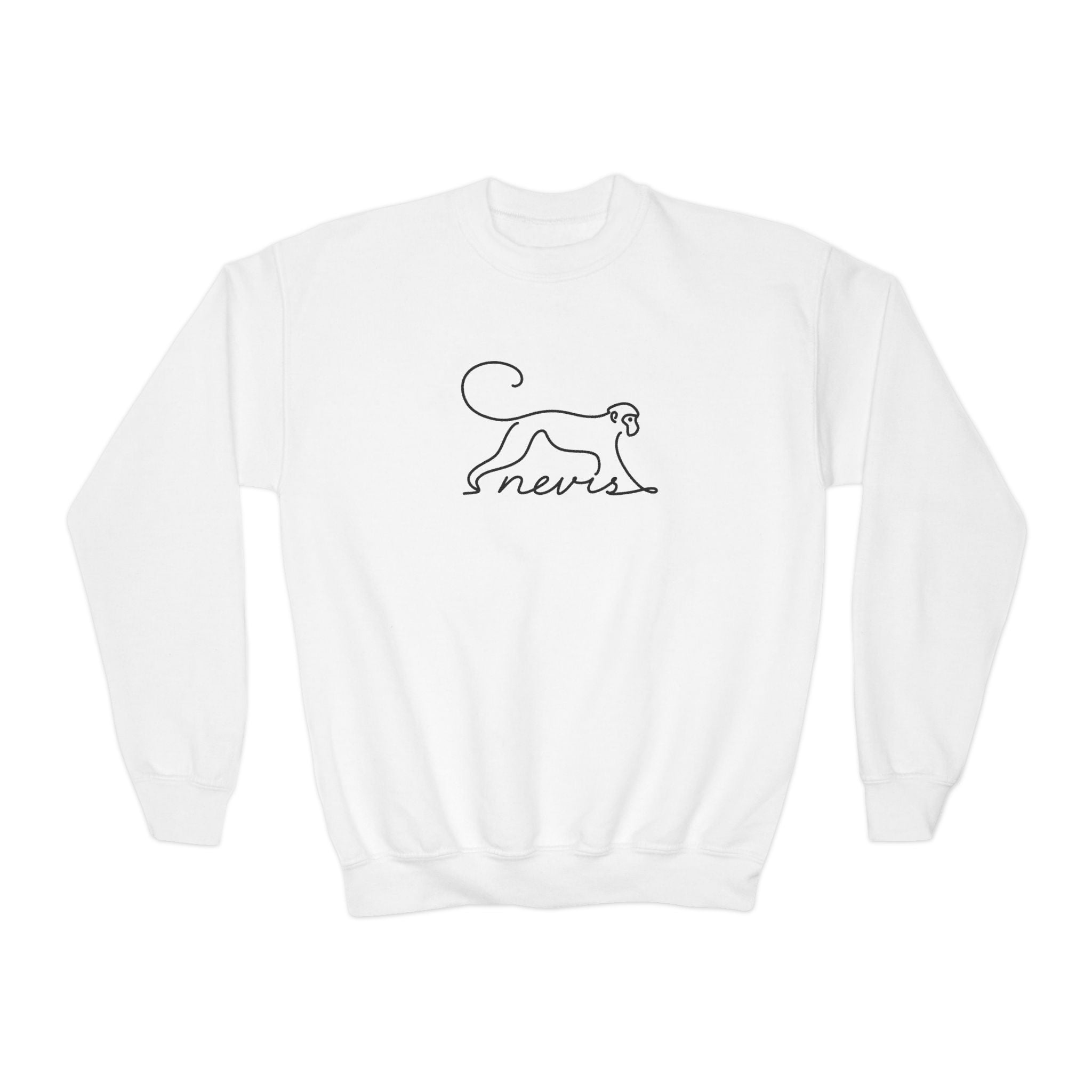 Monkey Line-Art Youth Crewneck Sweatshirt