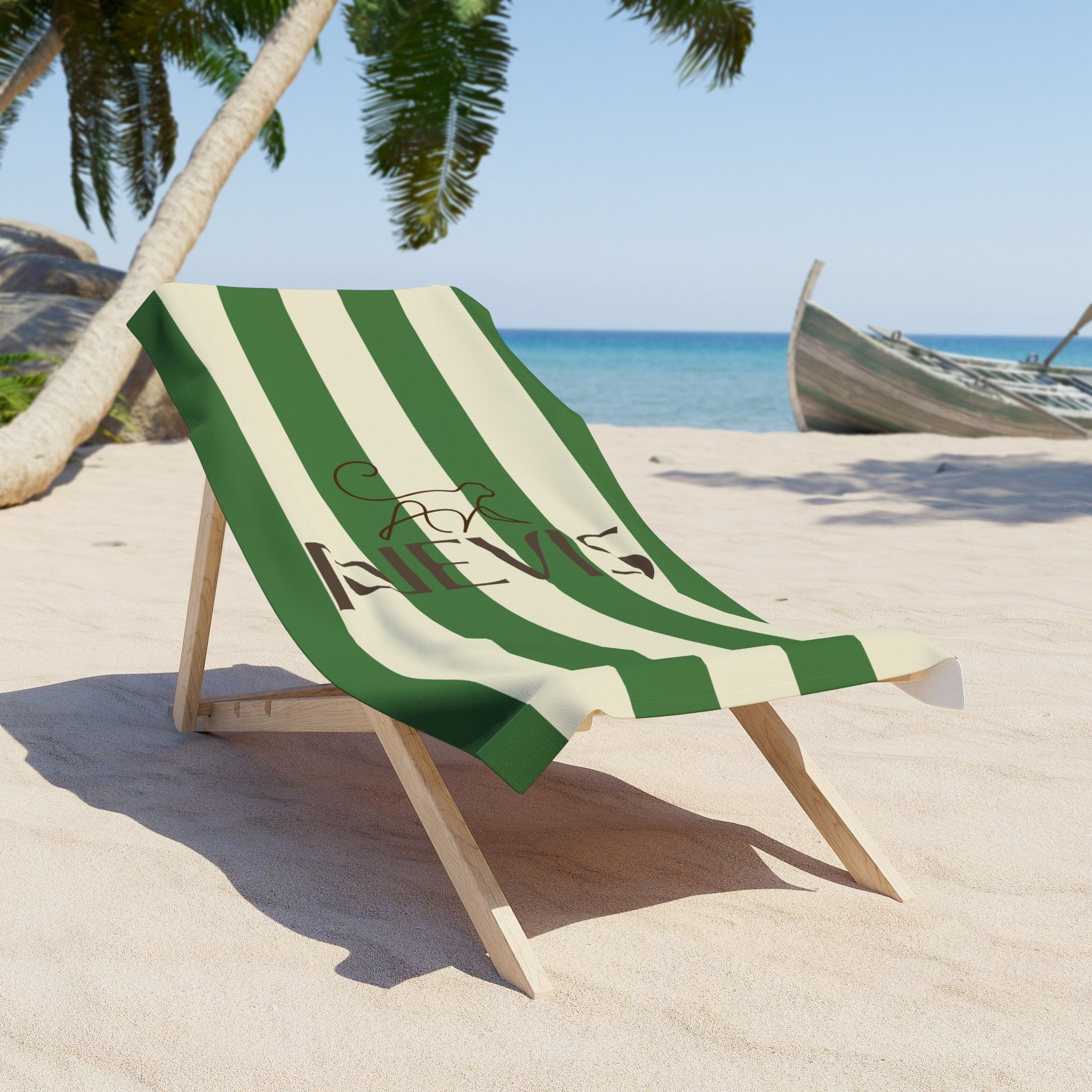 Nevis Monkey Beach Towel — Green Striped