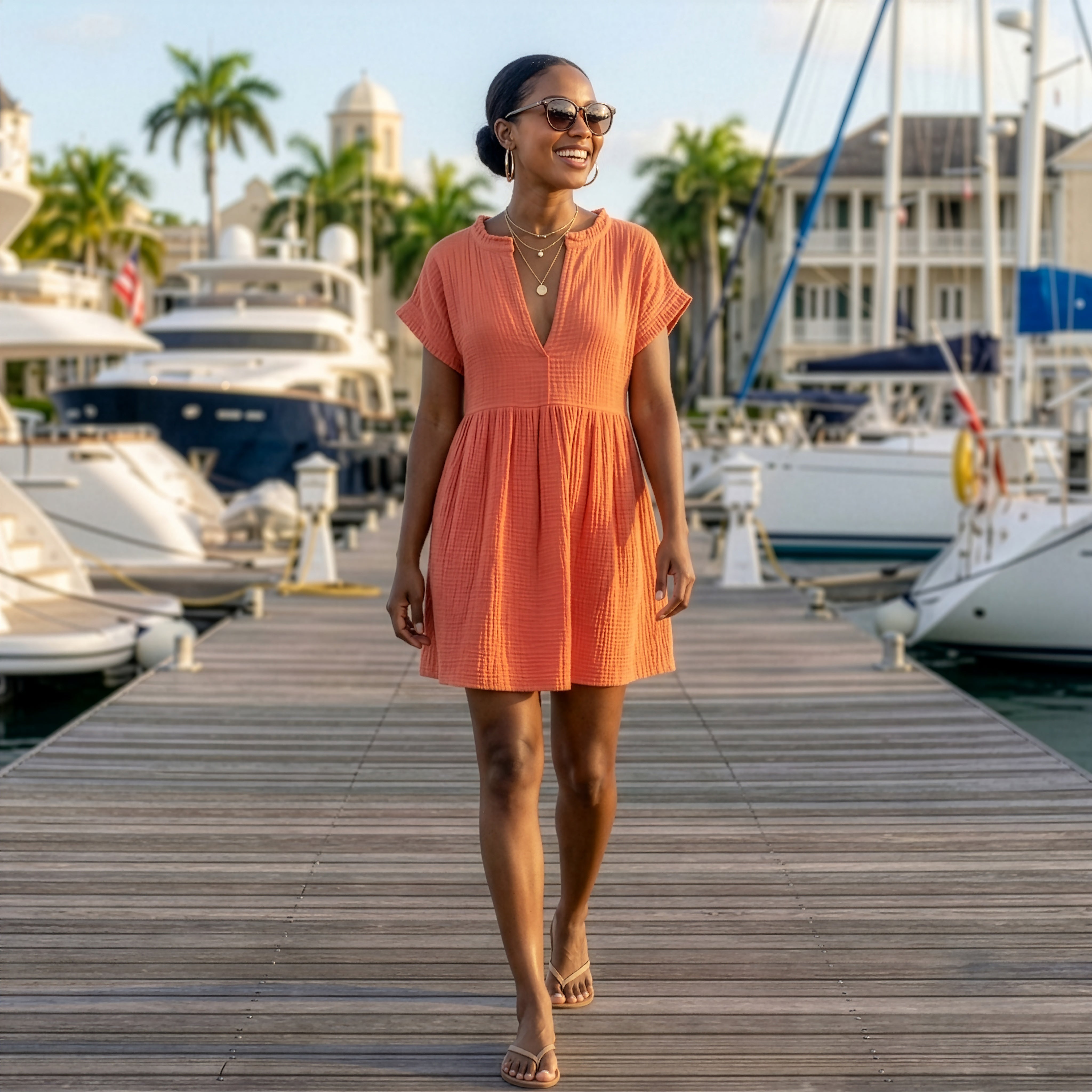 Nevis Resortwear Regina A-Line Mini Dress - Double Gauze