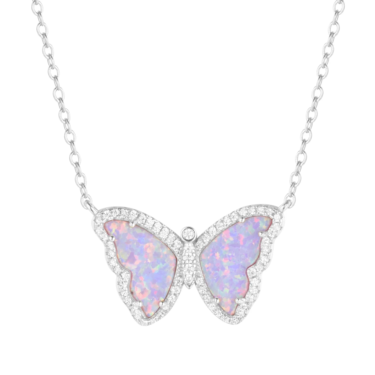 Nevis Inspired Jewelry Opal Butterfly Necklace With Crystals