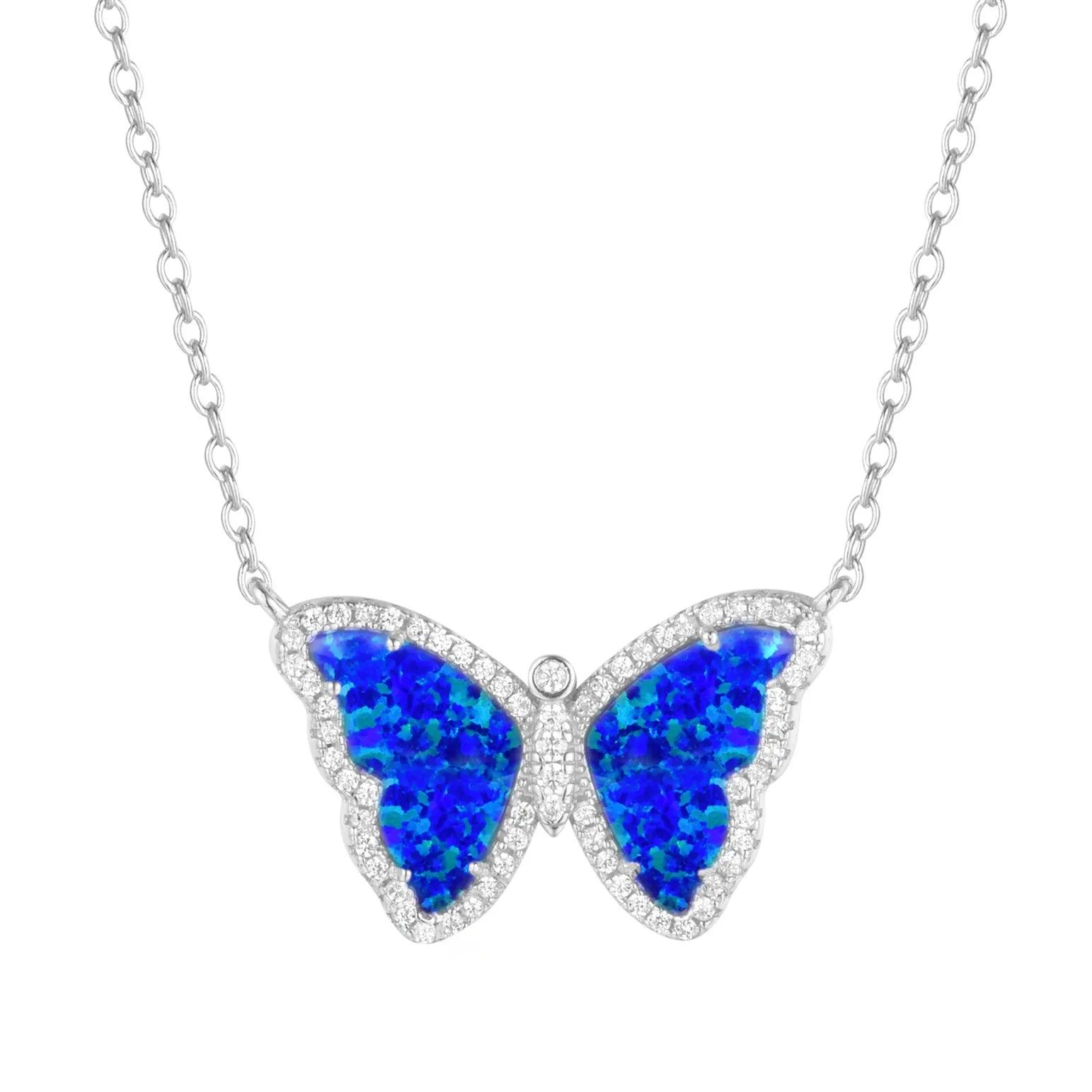 Nevis Inspired Jewelry Opal Butterfly Necklace With Crystals