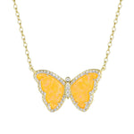 Nevis Inspired Jewelry Opal Butterfly Necklace With Crystals