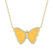 Nevis Inspired Jewelry Opal Butterfly Necklace With Crystals